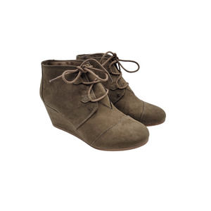 Simply Styled NWOT Lace Up Ankle Boots Women's Size 9 Green Wedge Heel Fabric